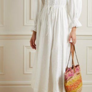 DOEN Isolde shirred broderie anglaise organic cotton poplin white dress